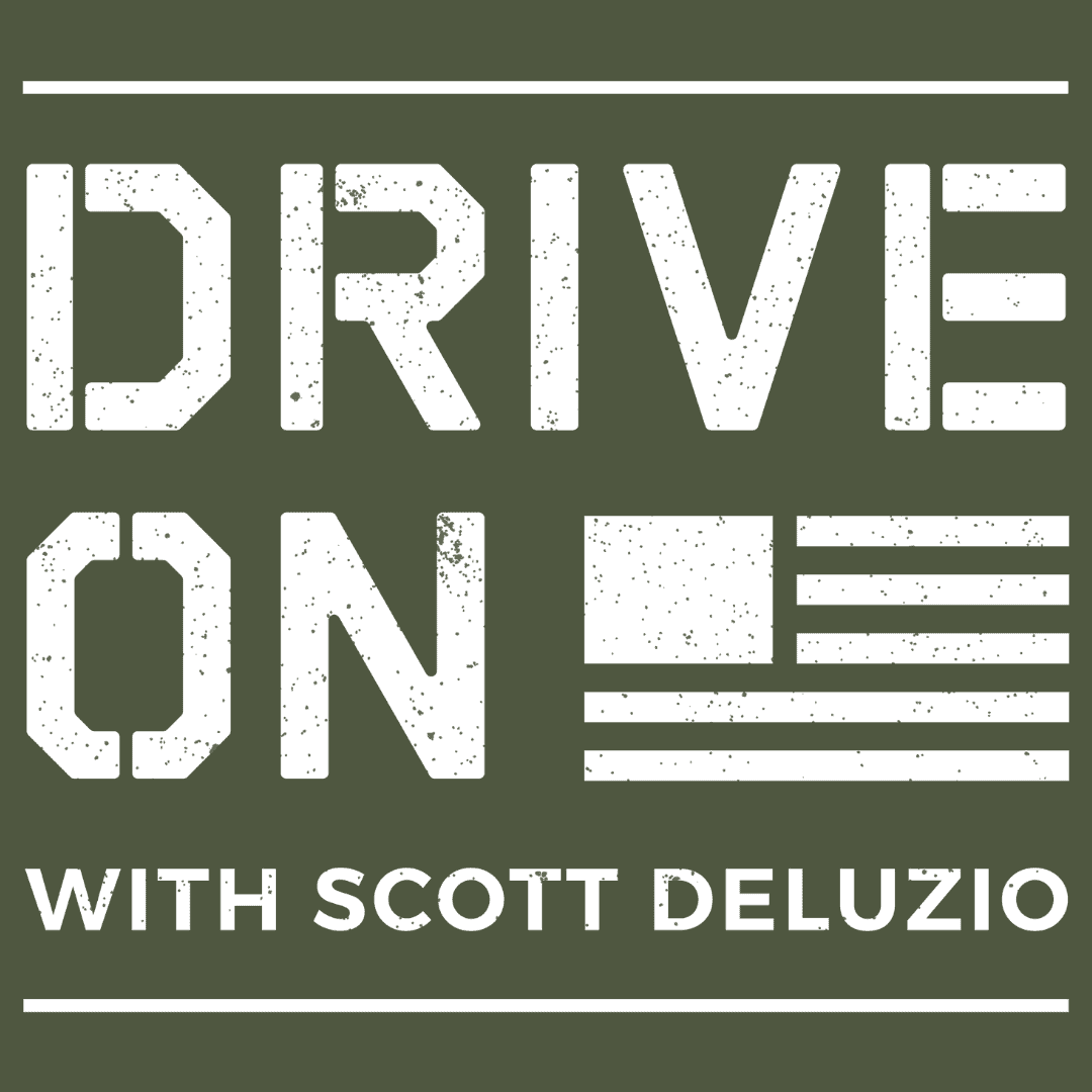 Drive On Podcast Instagram Post Sized Logo White Text Green Background